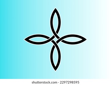Kreuzsymbol für kontinuierliche Linie Kurvendesign für Symbol-Logo. Vektorgrafik.