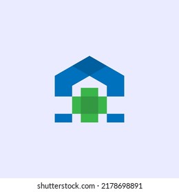 cross symbol and a house logo template