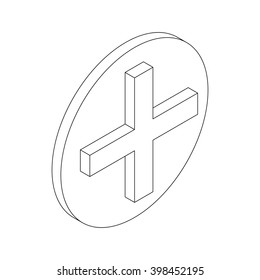 Cross symbol icon, isometric 3d style