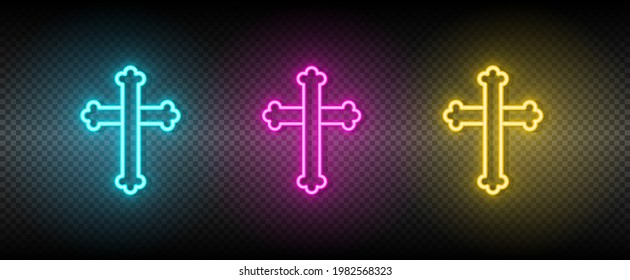 Cross symbol neon vector icon