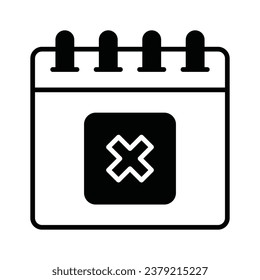 Cross symbol on calendar concept vector of reject calendar