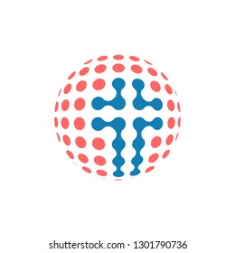 Cross Symbol on The Globe Logo for Your Church 