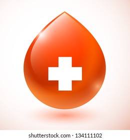 cross symbol on red drop background