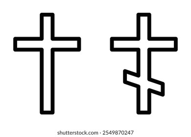 Cross symbol outline vector icon. Editable stroke.