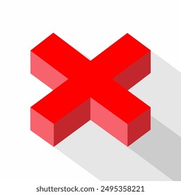 Cross symbol red color 3d style vote sign