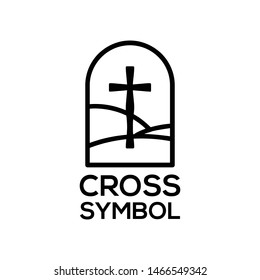 Cross symbol simple ilustrations line art