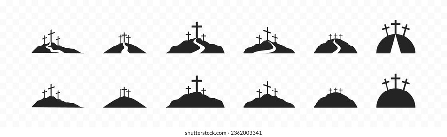 Cross symbol. Three crosses. Calvary. Vector.