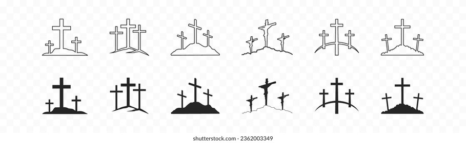 Cross symbol. Three crosses. Calvary. Vector.