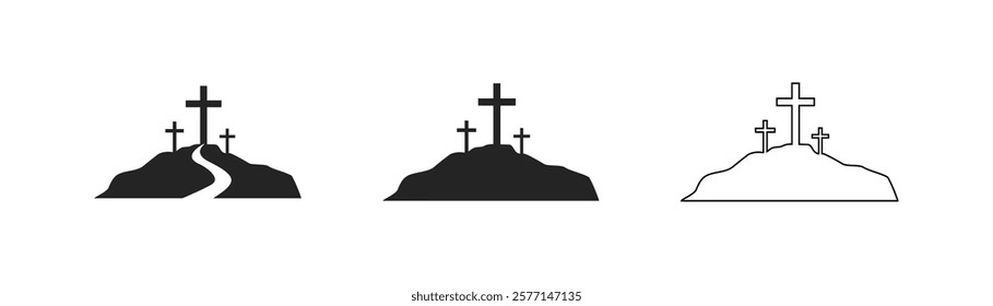 Cross symbol. Three crosses. Calvary. Vector.