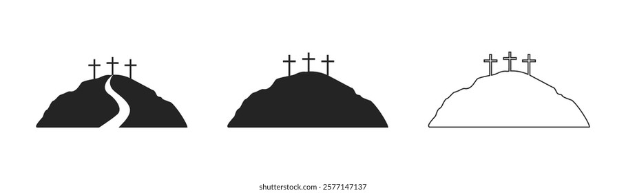 Cross symbol. Three crosses. Calvary. Vector.