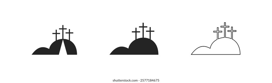 Cross symbol. Three crosses. Calvary. Vector.