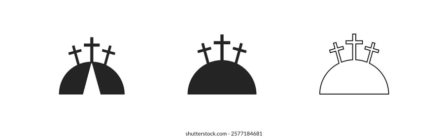 Cross symbol. Three crosses. Calvary. Vector.