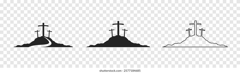 Cross symbol. Three crosses. Calvary. Vector.