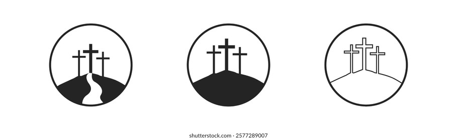 Cross symbol. Three crosses. Calvary. Vector.