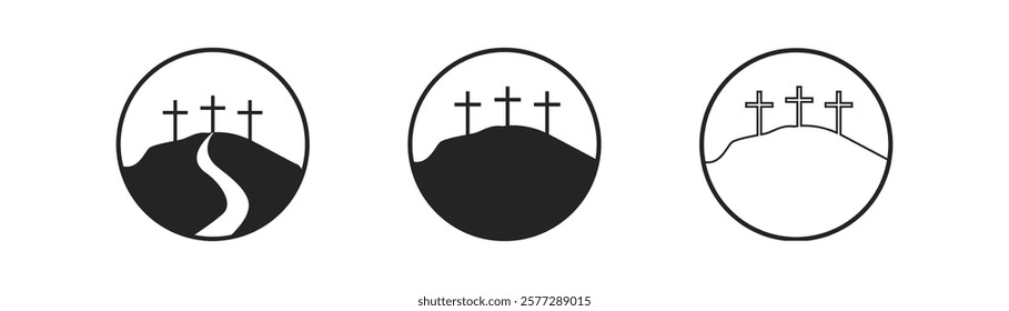 Cross symbol. Three crosses. Calvary. Vector.