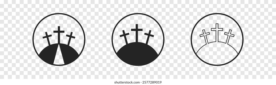 Cross symbol. Three crosses. Calvary. Vector.