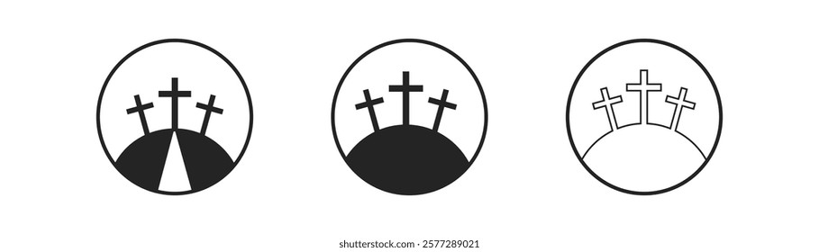 Cross symbol. Three crosses. Calvary. Vector.