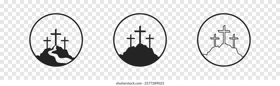 Cross symbol. Three crosses. Calvary. Vector.