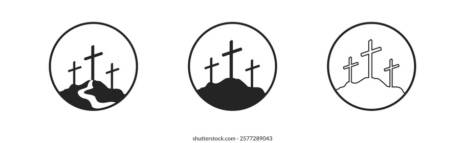 Cross symbol. Three crosses. Calvary. Vector.