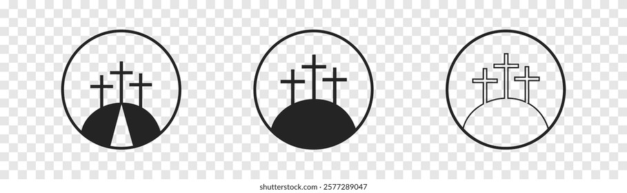 Cross symbol. Three crosses. Calvary. Vector.
