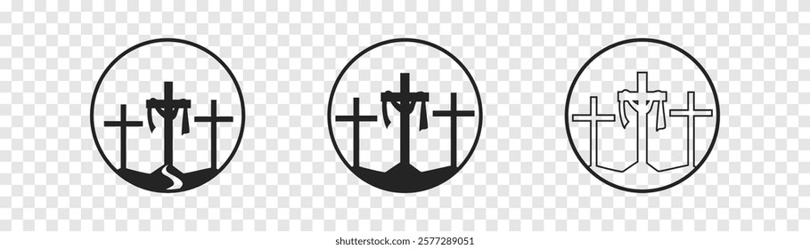 Cross symbol. Three crosses. Calvary. Vector.