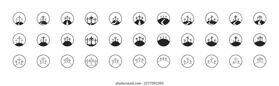 Cross symbol. Three crosses. Calvary. Vector.