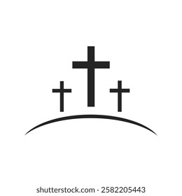 Cross symbol. Three crosses. Calvary. Vector.