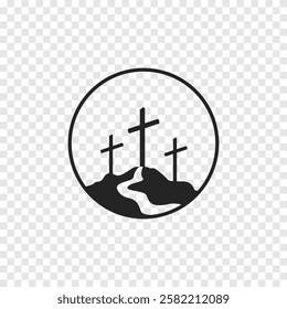 Cross symbol. Three crosses. Calvary. Vector.