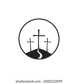 Cross symbol. Three crosses. Calvary. Vector.