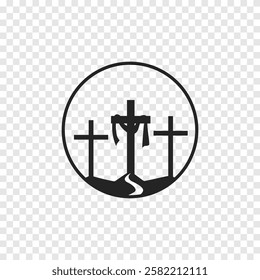 Cross symbol. Three crosses. Calvary. Vector.
