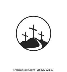 Cross symbol. Three crosses. Calvary. Vector.