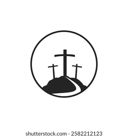 Cross symbol. Three crosses. Calvary. Vector.