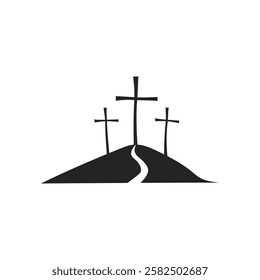 Cross symbol. Three crosses. Calvary. Vector.