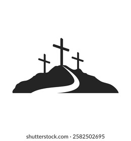 Cross symbol. Three crosses. Calvary. Vector.