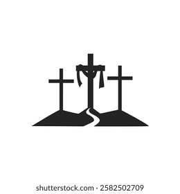 Cross symbol. Three crosses. Calvary. Vector.