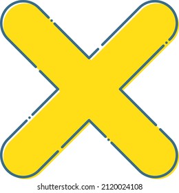 A cross symbol with a yellow edging