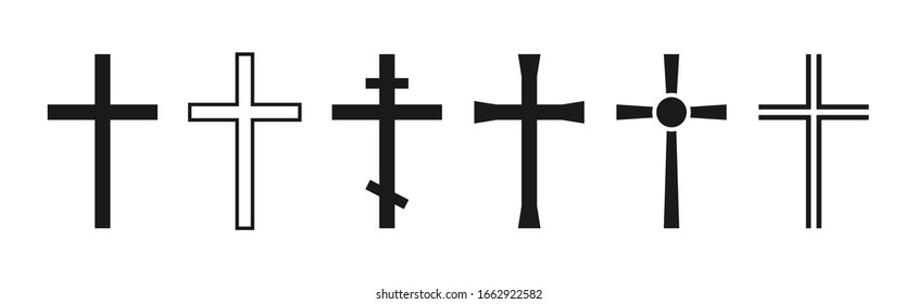 Cross symbols. Christian cross icon collection. Vector