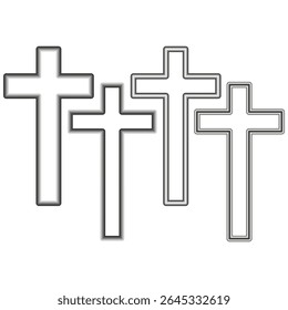 Coleção de símbolos cruzados. Conjunto de ícones religiosos. Elementos da fé cristã. Símbolos espirituais vetoriais.