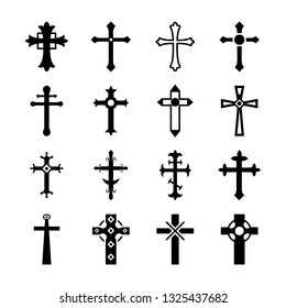 Cross Symbols Glyph Vectors Set