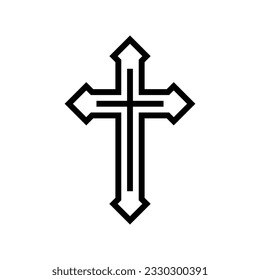cross tattoo art vintage line icon vector. cross tattoo art vintage sign. isolated contour symbol black illustration