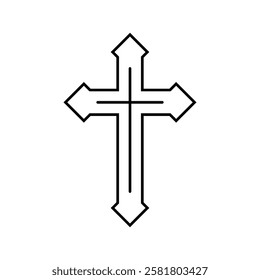 cross tattoo art vintage line icon vector. cross tattoo art vintage sign. isolated contour symbol black illustration