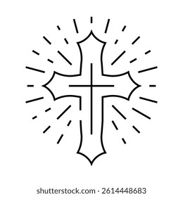 cross tattoo art vintage line icon vector. cross tattoo art vintage sign. isolated contour symbol black illustration