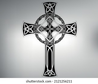 cross tattoo sketch. vector drawing cross made in celtic pattern.