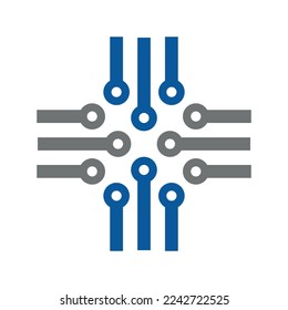 Cross tech logo icon template