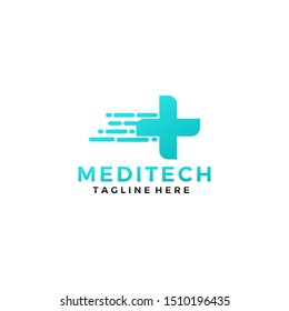 Cross tech medical logo design concept