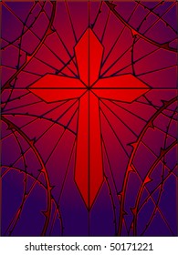 Cross and thorns rendered in stained glass style