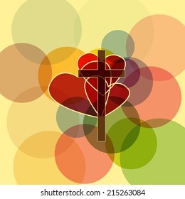 Cross with three hearts