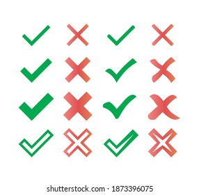 cross and tick icon vector .flat and colorful icon.