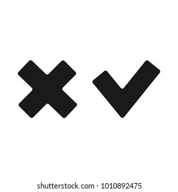 Cross and a tick, icons. Vector illustration