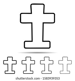 Cross tombstone different shapes icon. Simple thin line, outline vector of halloween icons for ui and ux, website or mobile application